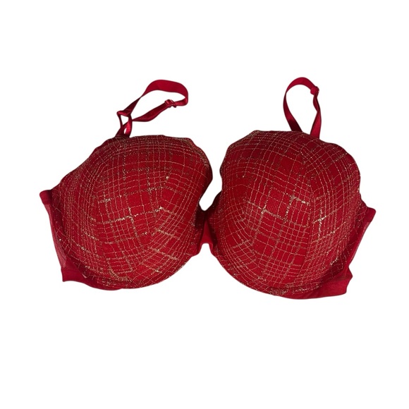 Victoria's Secret Other - Victoria's Secret Lined Demi Push Up Red Bra with Gold Detailing 38DDD